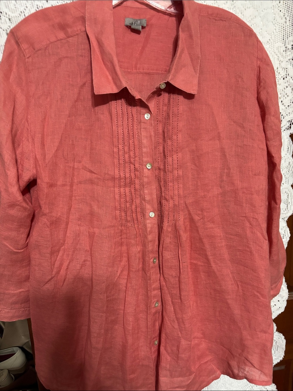 Coral Button-Front Linen Blouse - J. Jill
